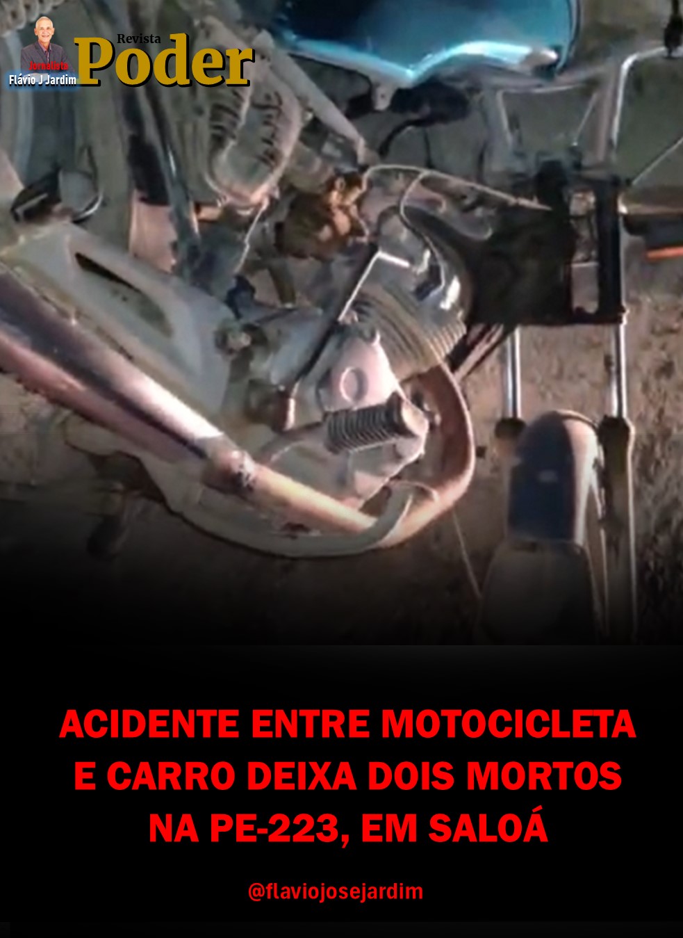 ACIDENTE ENTRE MOTOCICLETA E CARRO DEIXA DOIS MORTOS NA PE-223, EM SALOÁ