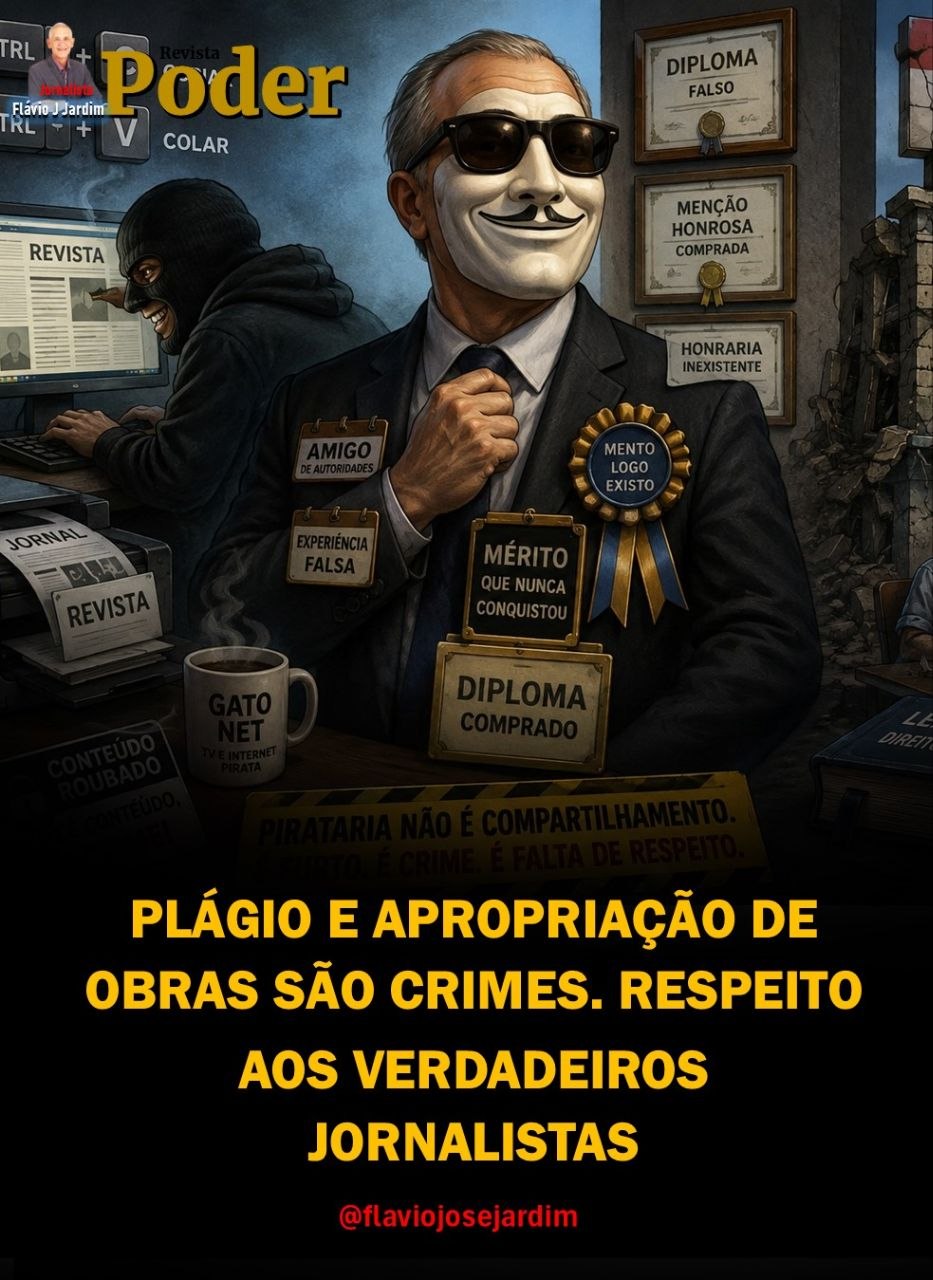 PLÁGIO E APROPRIAÇÃO DE OBRAS SÃO CRIMES. RESPEITO AOS VERDADEIROS JORNALISTAS