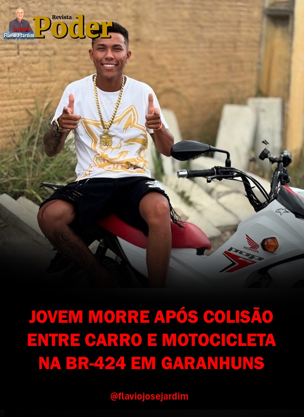 JOVEM MORRE APÓS COLISÃO ENTRE CARRO E MOTOCICLETA NA BR-424, EM GARANHUNS