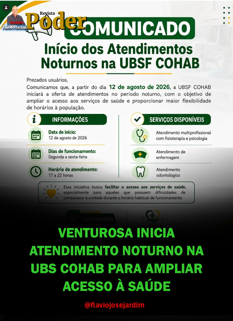 VENTUROSA INICIA ATENDIMENTO NOTURNO NA UBS COHAB PARA AMPLIAR ACESSO À SAÚDE