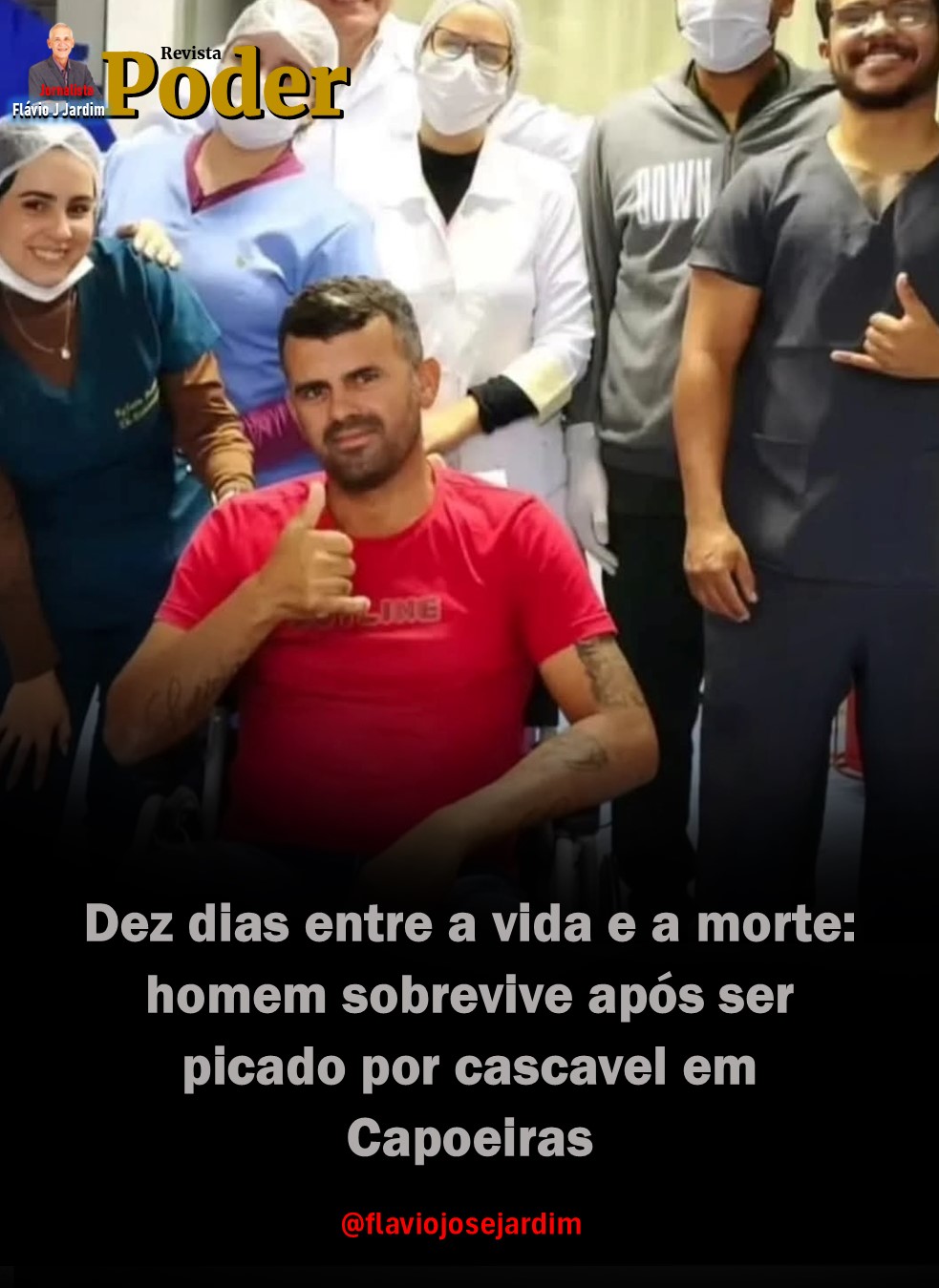 Dez dias entre a vida e a morte: homem sobrevive após ser picado por cascavel em Capoeiras