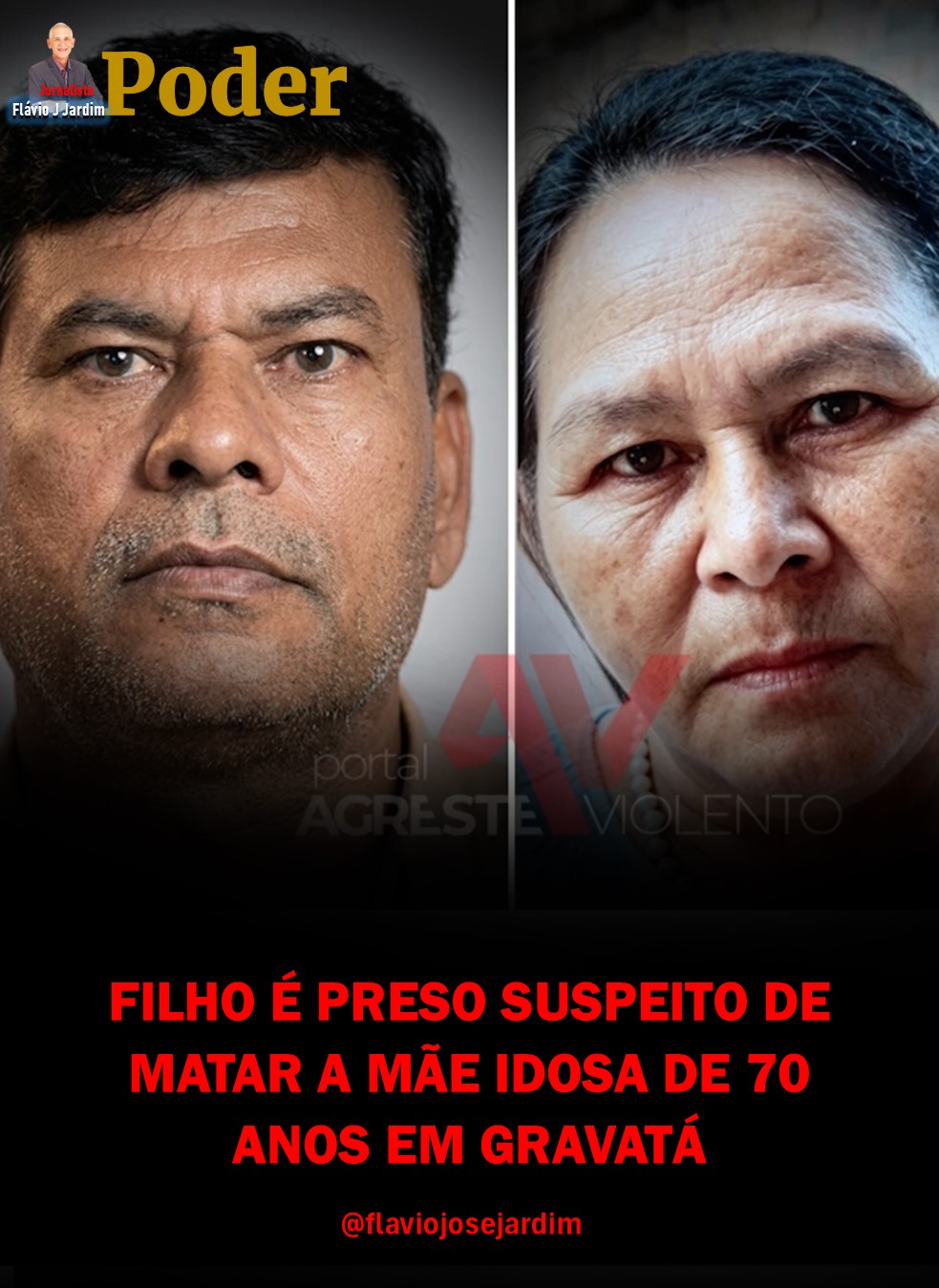 FILHO É PRESO SUSPEITO DE MATAR A MÃE IDOSA DE 70 ANOS EM GRAVATÁ