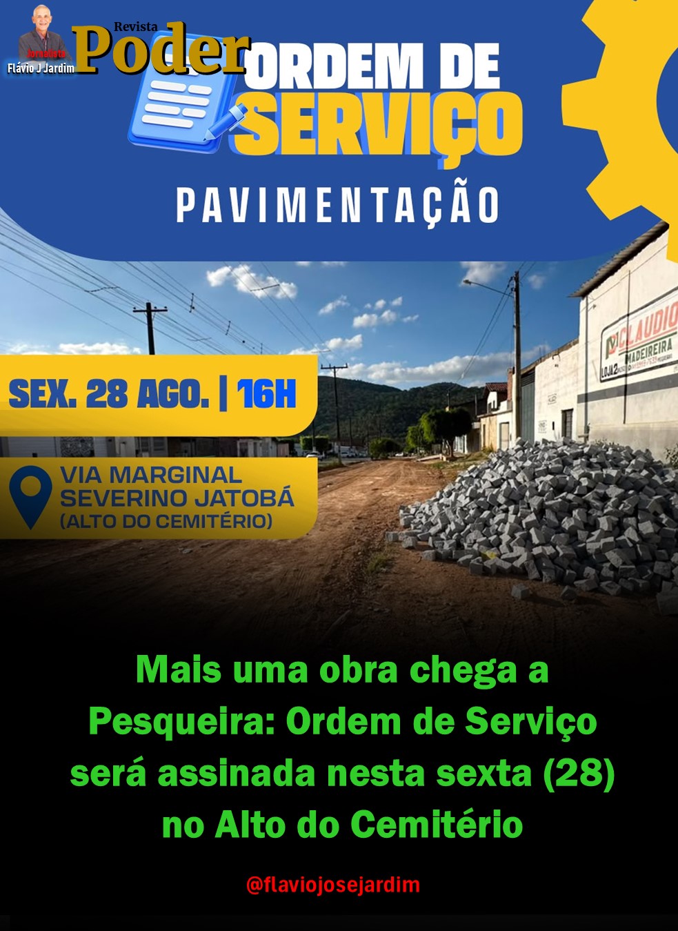 Mais uma obra chega a Pesqueira: Ordem de Serviço será assinada nesta sexta (28) no Alto do Cemitério