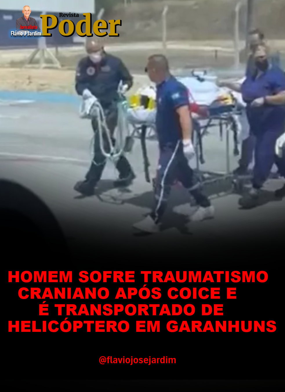 HOMEM SOFRE TRAUMATISMO CRANIANO APÓS COICE E É TRANSPORTADO DE HELICÓPTERO EM GARANHUNS