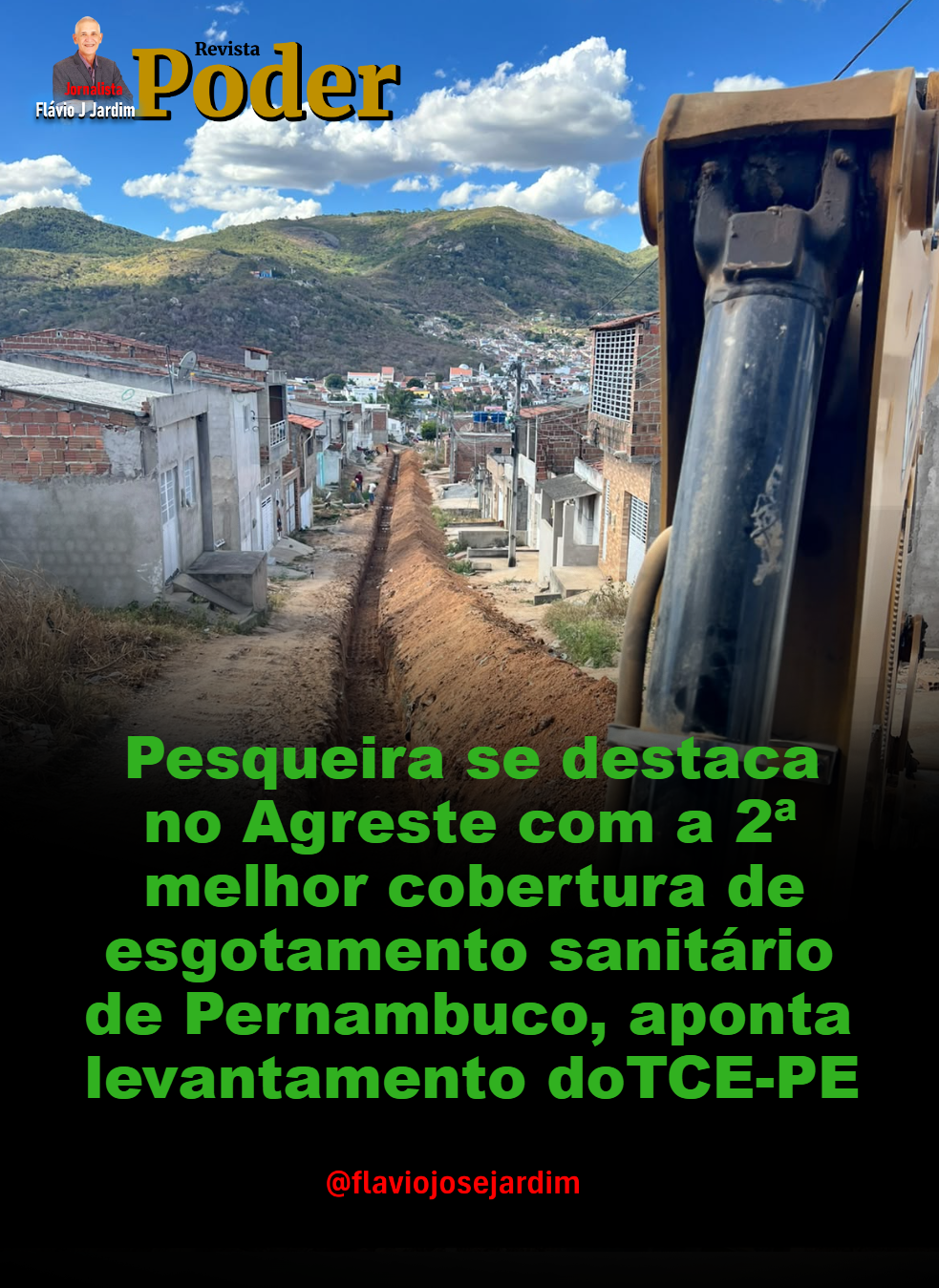 Pesqueira se destaca no Agreste com a 2ª melhor cobertura de esgotamento sanitário de Pernambuco, aponta levantamento do TCE-PE