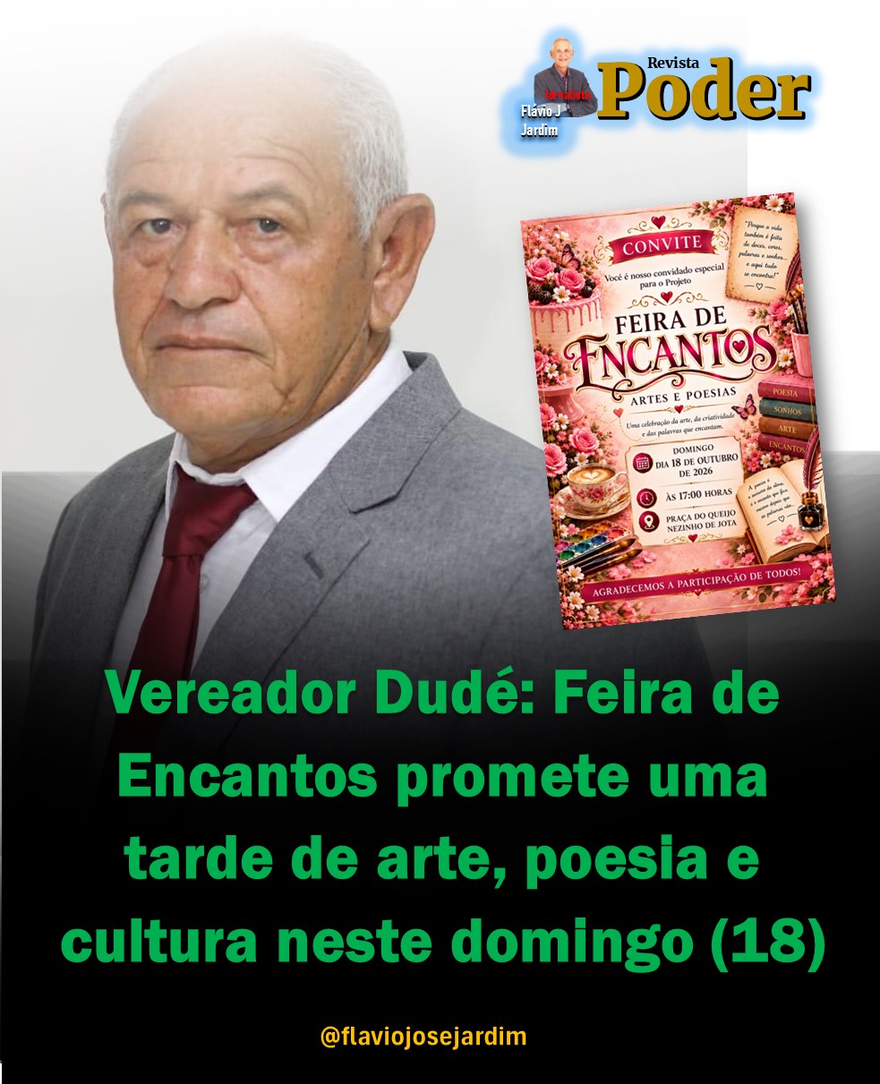 Vereador Dudé idealiza Feira de Encantos e promete uma tarde de arte, poesia e cultura neste domingo (18)