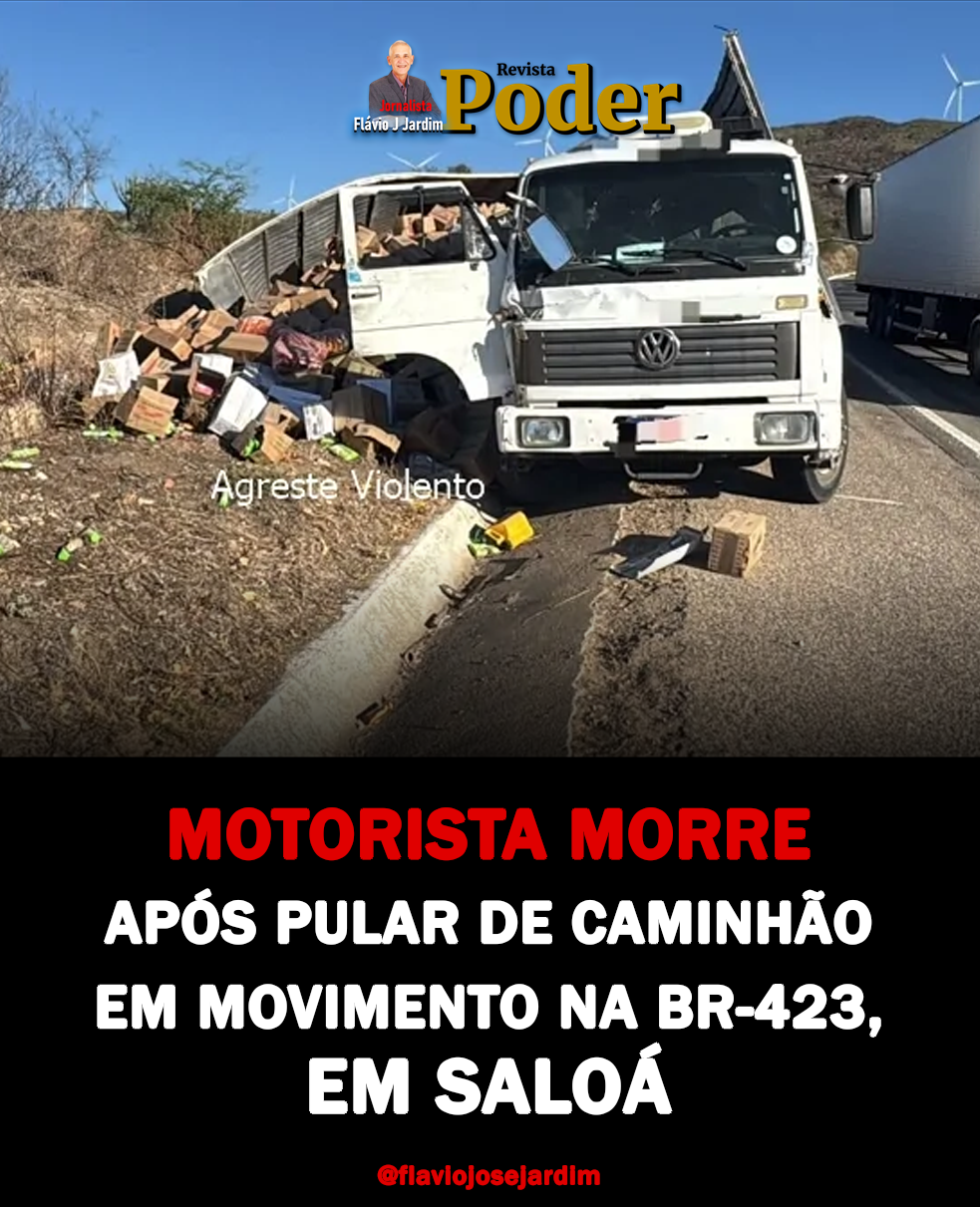 MOTORISTA MORRE APÓS PULAR DE CAMINHÃO EM MOVIMENTO NA BR-423, EM SALOÁ